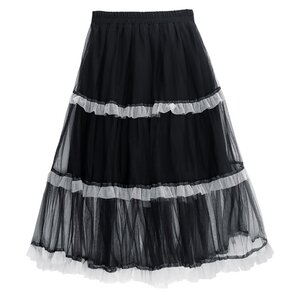 LISTEN FLAVOR Tulle Tiered Skirt Black