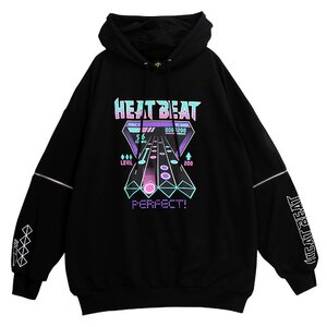 LISTEN FLAVOR Music Game Zip Sleeve 2-Way Hoodie Black