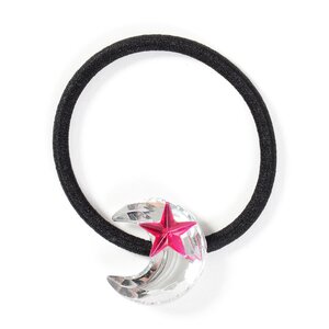 Jeweled Moon & Star Hair Tie Silver