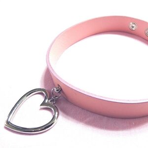 KOKOkim Heart Leather Choker Pink