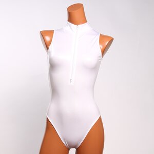 REALISE Front Zipper Competitive Swimwear Costume (White) LL