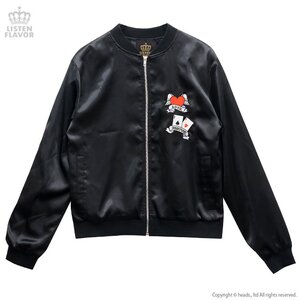 LISTEN FLAVOR Trump Heart Satin Blouson Black