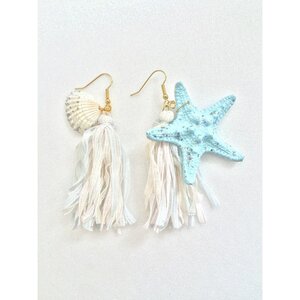 Swankiss Tassel Shell Earrings White