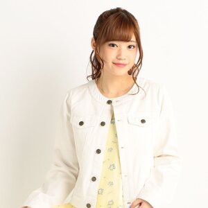LIZ LISA Collarless Denim Jacket White