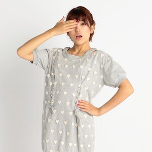 LIZ LISA Cozy Heart Pattern Dress Gray