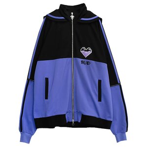 LISTEN FLAVOR 1-Up Heart Sailor Jersey Hoodie Purple x Black