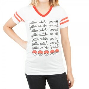 Pokémon Catch 'Em All V Neck Juniors Tee M