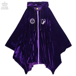 LISTEN FLAVOR Ouija Board Velour Hooded Poncho Violet