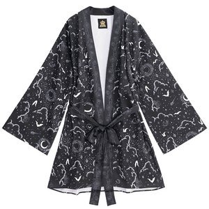 LISTEN FLAVOR Magical Night Black Kimono Robe
