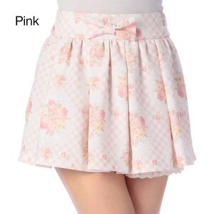LIZ LISA Gingham Checkered Floral Skort Pink