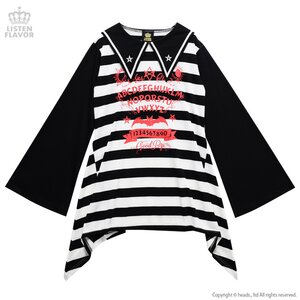 LISTEN FLAVOR Ouija Board Bat Sailor Dress Striped