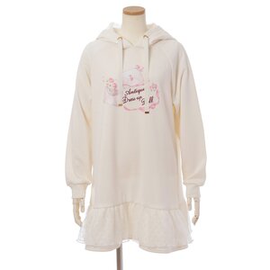 LIZ LISA Love Letter Fleece-Lined Hoodie Dress White