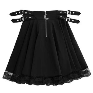 LISTEN FLAVOR Melty Moon Side Belt Skirt Black