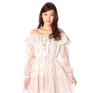 LIZ LISA Shoulderless Floral Dress Beige