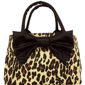 pink trick Big Ribbon Tote Beige