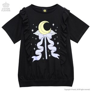 LISTEN FLAVOR Magical Moon Stick Frill Top Black