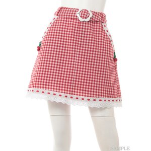 Swankiss Cherry Motif Gingham Skirt Red