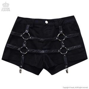 LISTEN FLAVOR Black Harness Shorts M