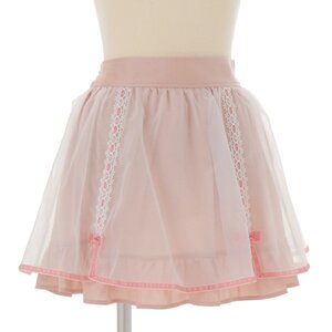 LIZ LISA Velour Ribbon x Organdy Sukapan Skirt  Pink