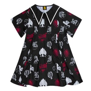 LISTEN FLAVOR Playing Cards Sailor Dress Black
