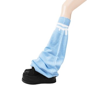 LISTEN FLAVOR Melty Line Knee-High Leg Warmers Light Blue