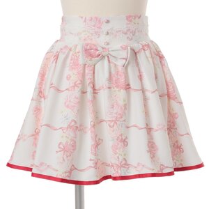 LIZ LISA Rose Ribbon Checkered Sukapan Skirt White