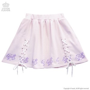 LISTEN FLAVOR Love Heart Lace-Up Circular Skirt Baby Pink