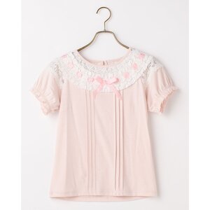 LIZ LISA Gingham Ribbon Top Pink
