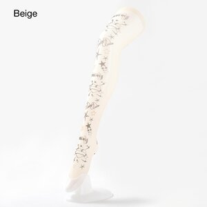 Chiharu Kikuchi 20 Denier Lamé Talisman Tattoo Tights Beige