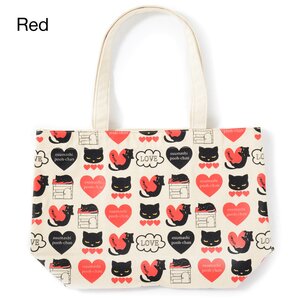 Osumashi Pooh-chan Pattern Tote Bags Red