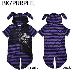 ACDC RAG Rabbit Ear Short-Sleeve Hoodie Black x Purple