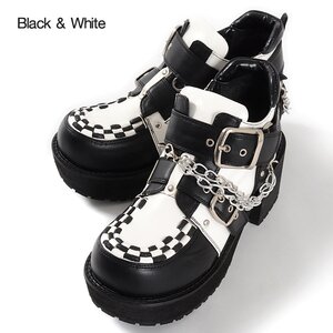 YOSUKE USA Platform Shoes Black & White 24
