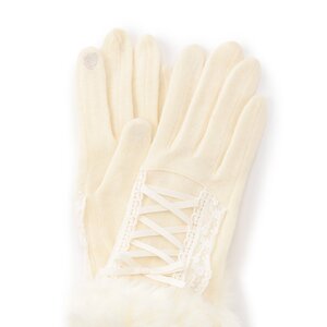 LIZ LISA Lace-Up Winter Gloves White