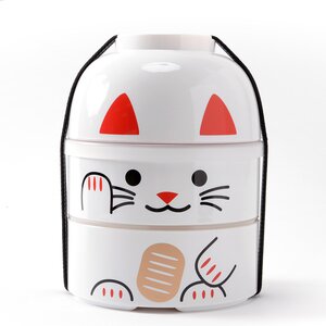 Kokeshi Maneki-Neko Big Bento Boxes White