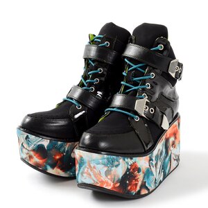 YOSUKE 2015SS Platform Double Belt High Cut Snekers Black/Green L