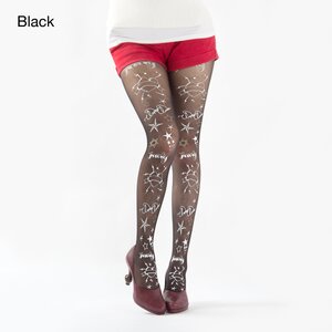 Chiharu Kikuchi 20 Denier Lamé Talisman Tattoo Tights Black