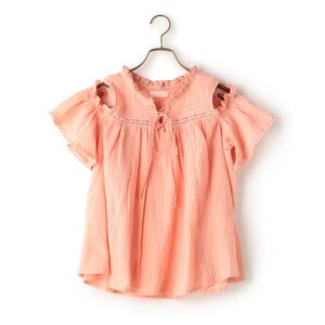 LIZ LISA Lace-Up Off-Shoulder Tunic Pink