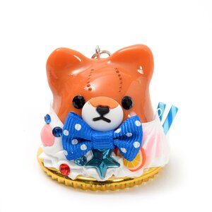 Zeitaku Sweets Amuse Character Keychain Mameshiba San Kyodai Mametaro w/ Blue Ribbon