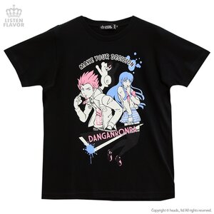 LISTEN FLAVOR Danganronpa Leon Kuwata x Sayaka Maizono T-Shirt Black L