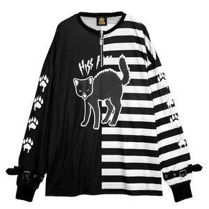 LISTEN FLAVOR Yannoka Cat Battle Stance Pullover Black x White [Pre-order]