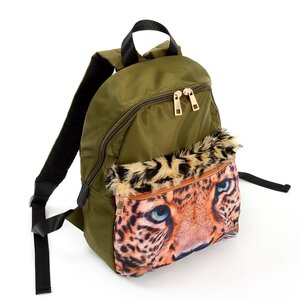 Misfits Animal Face Backpack w/ Faux Fur Khaki