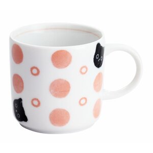 Polka Dots & Cats Mino Ware Mug Pink