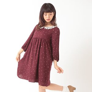 earth music&ecology Flower Dot Print Dress Bordeaux