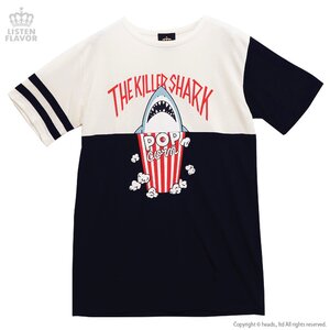 LISTEN FLAVOR Killer Shark Popcorn Reversible Cutsew White