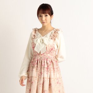 LIZ LISA Flower Check Pattern Pinafore Dress White