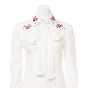 Swankiss Rose Ribbon Blouses White