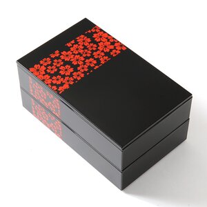 Sakurako Square 2-Tier Bento Box Red