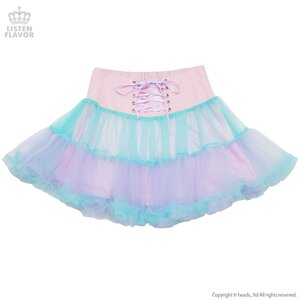 LISTEN FLAVOR Lace-up Tulle Frill Skirt Pink