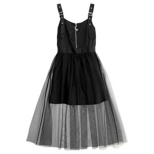 LISTEN FLAVOR Melty Moon Zip Tulle Jumper Skirt Black