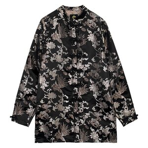 LISTEN FLAVOR China Brocade Shirt Black Gold